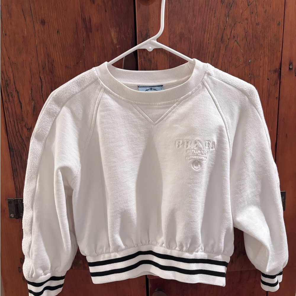 Prada White Kids Sweatshirt with Black Accents